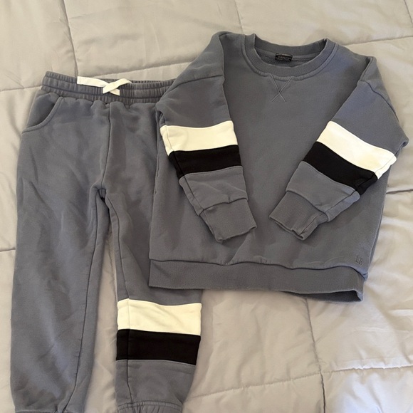 Little Bipsy Other - Little Bipsy Blue Crewneck Sweatshirt & Jogger Set with White and Black Stripes